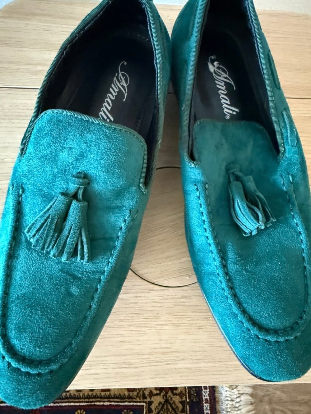 Amali Emperor Tassel Loafers Men's 8 Emerald Green Velvet Suede